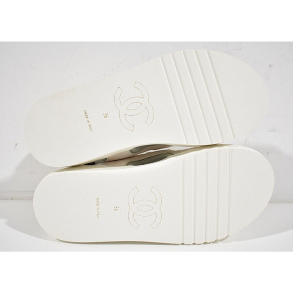 Chanel 21P White Grey Cocomark CC Logo Mule Slide Flat Teva Dad Sport Sandal 36 - Picture 12 of 12